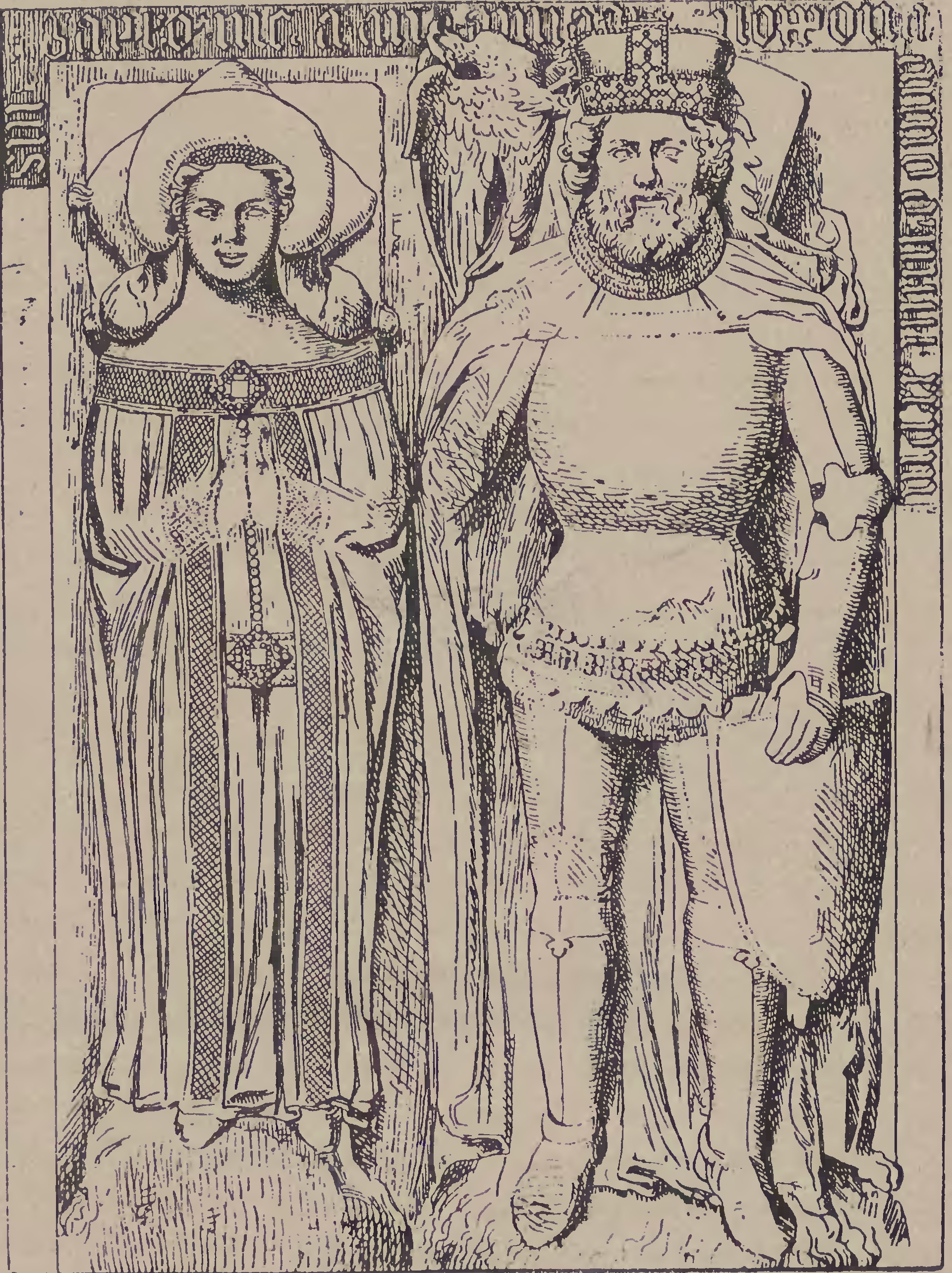 Książę opolski Bolesław II z żoną Anną (rycina na podstawie rzeźby nagrobnej)